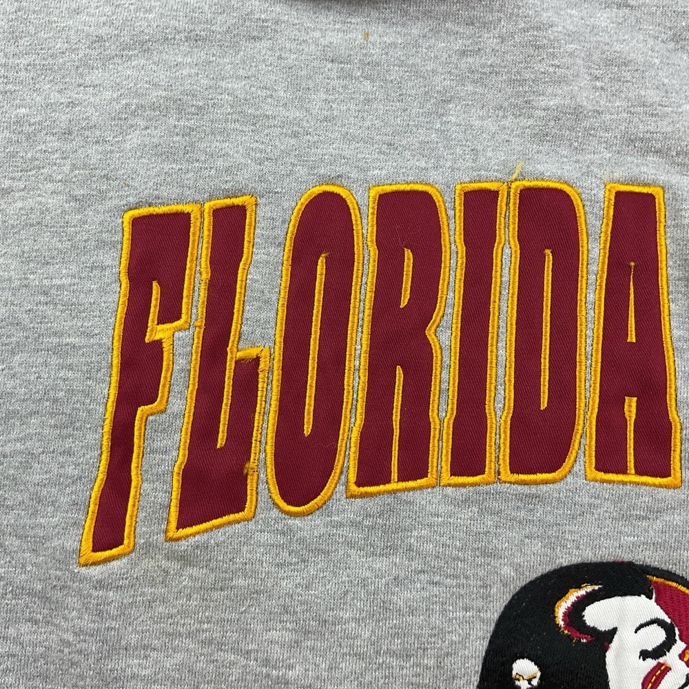 Vintage Adidas Hoodie Men XL Florida State Seminoles Y2K Grey NCAA Center Logo - Picture 6 of 13